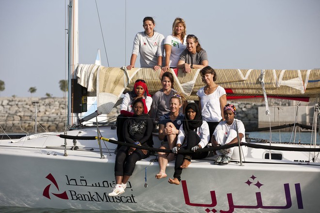 The all female crew for Al Thuraya Bank Muscat including skipper Dee Caffari - Sailing Arabia - The Tour 2012 © Lloyd Images http://lloydimagesgallery.photoshelter.com/
